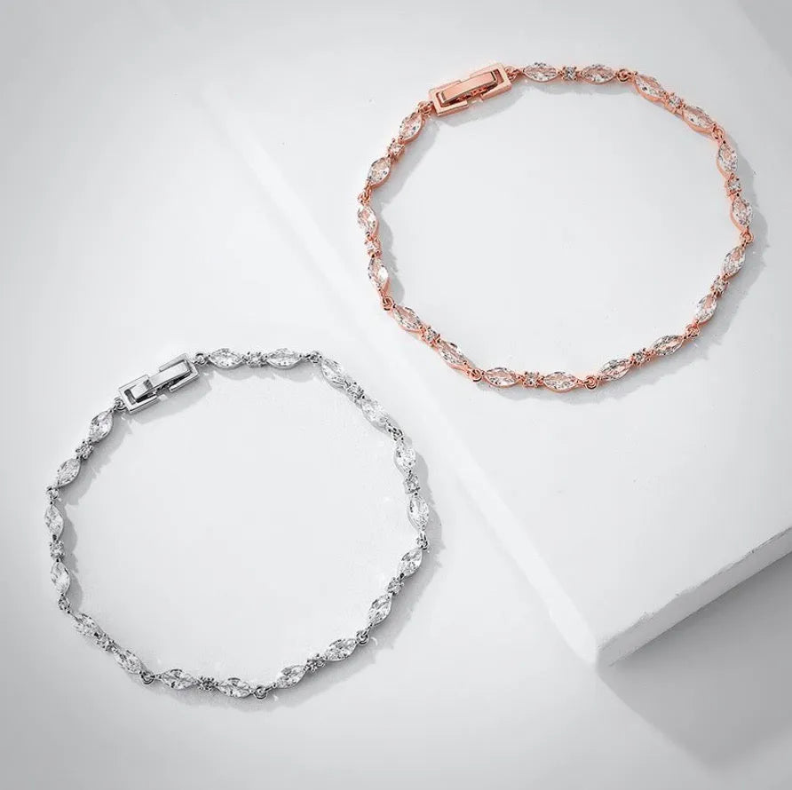 Wedding Jewelry - Silver Cubic Zirconia Bridal Three-Piece Jewelry Set - Available in Silver and Rose Gold