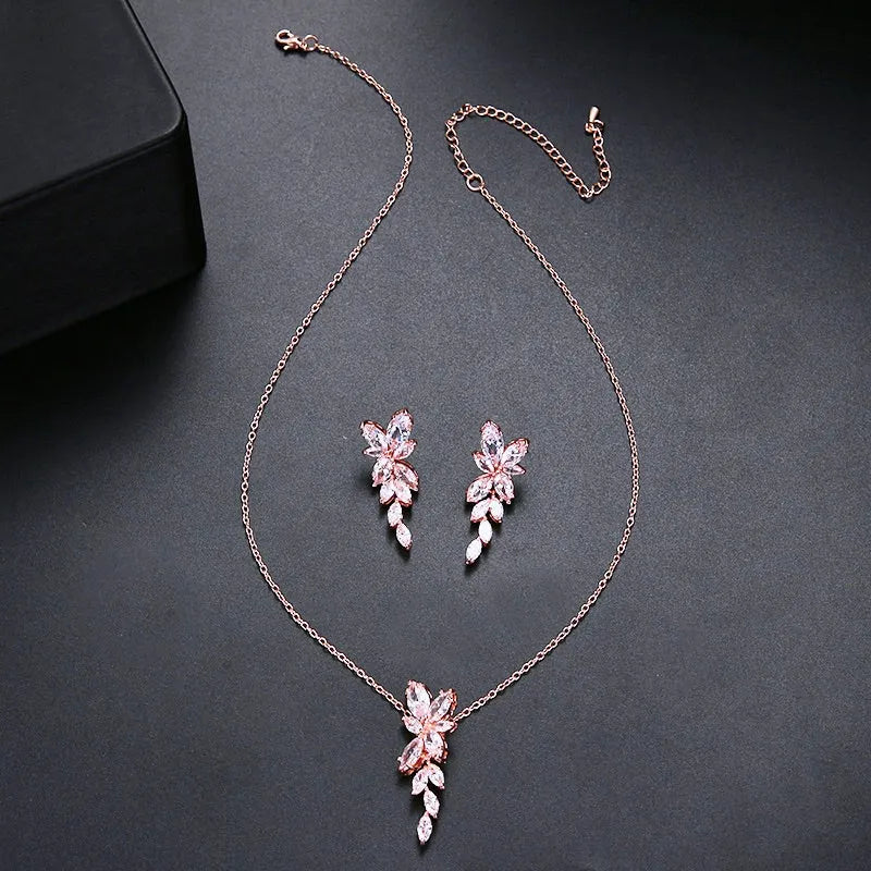 Wedding Jewelry - Cubic Zirconia Bridal Necklace - Available in Silver, Rose Gold and Yellow Gold