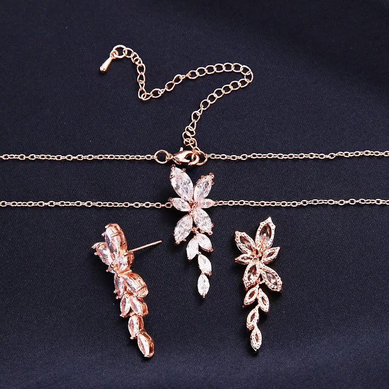 Wedding Jewelry - Cubic Zirconia Bridal Necklace - Available in Silver, Rose Gold and Yellow Gold