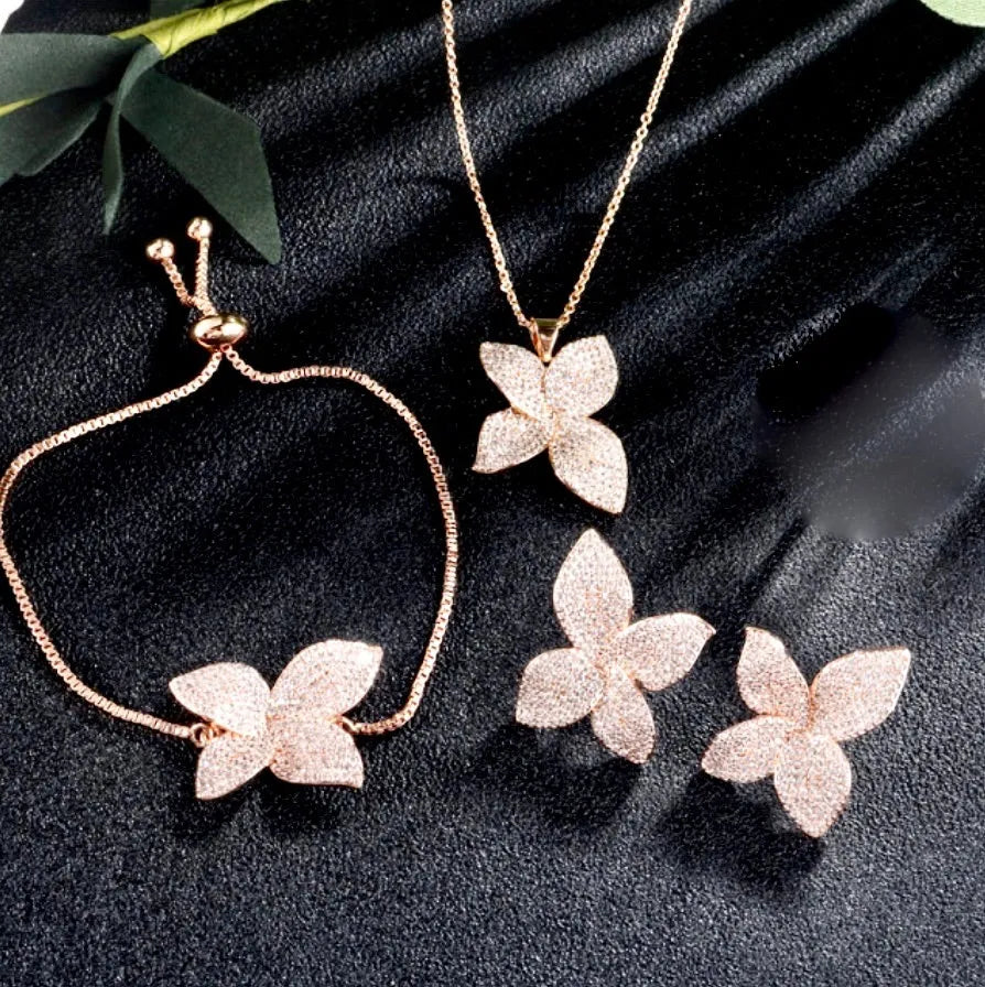  Wedding Jewelry - Cubic Zirconia Bridal Jewelry Set - Available in Silver, Rose Gold and Yellow Gold