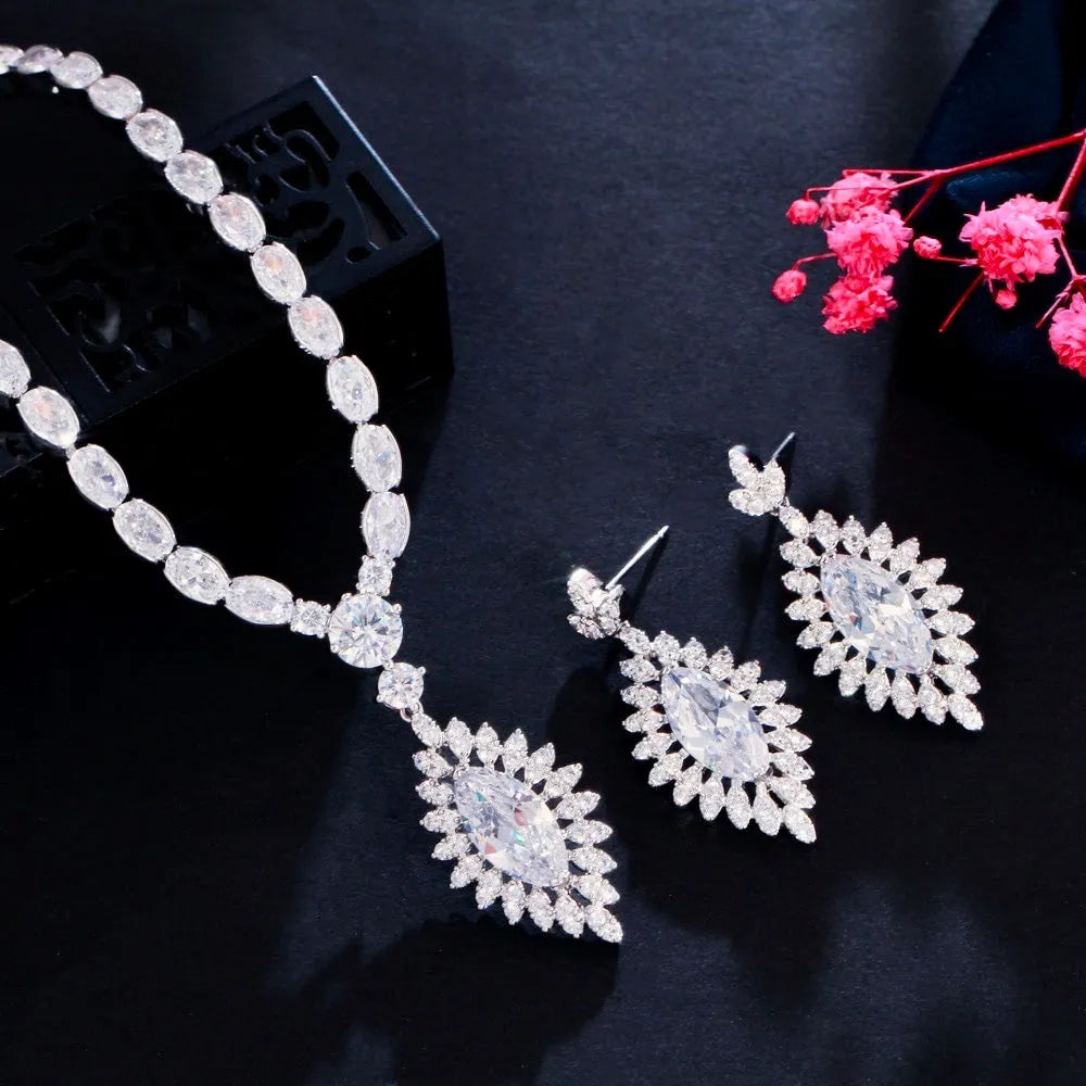 Wedding Jewelry - Cubic Zirconia Bridal Jewelry Set - Available Silver and Gold