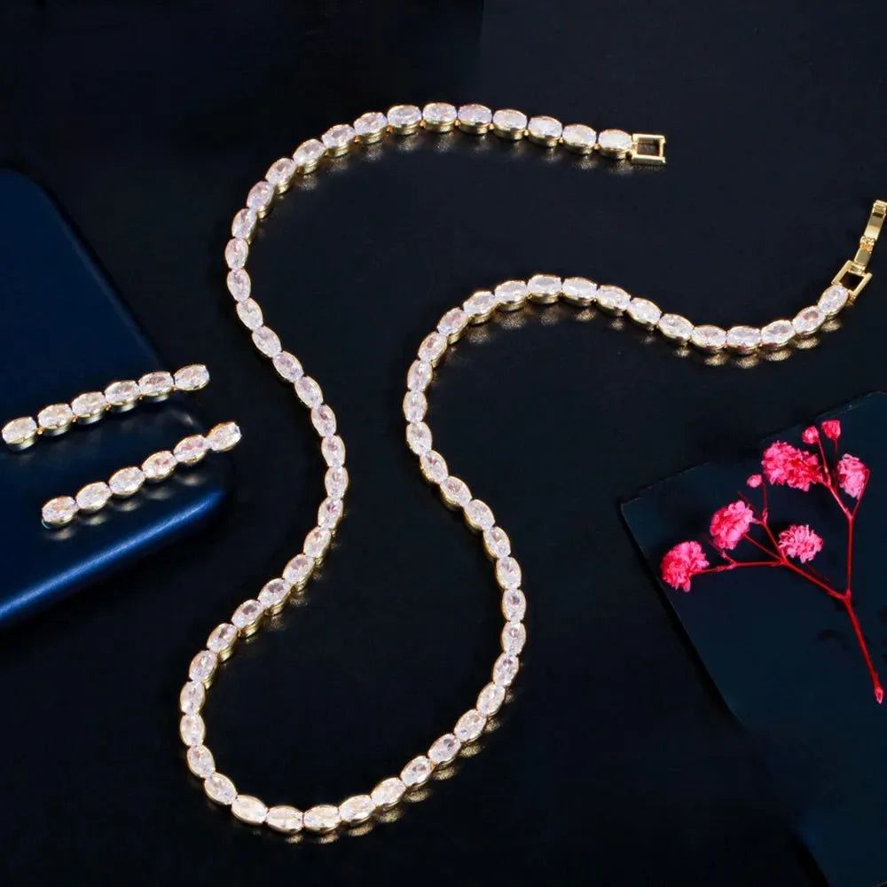 Wedding Jewelry - Cubic Zirconia Bridal Jewelry Set - Available Silver and Gold