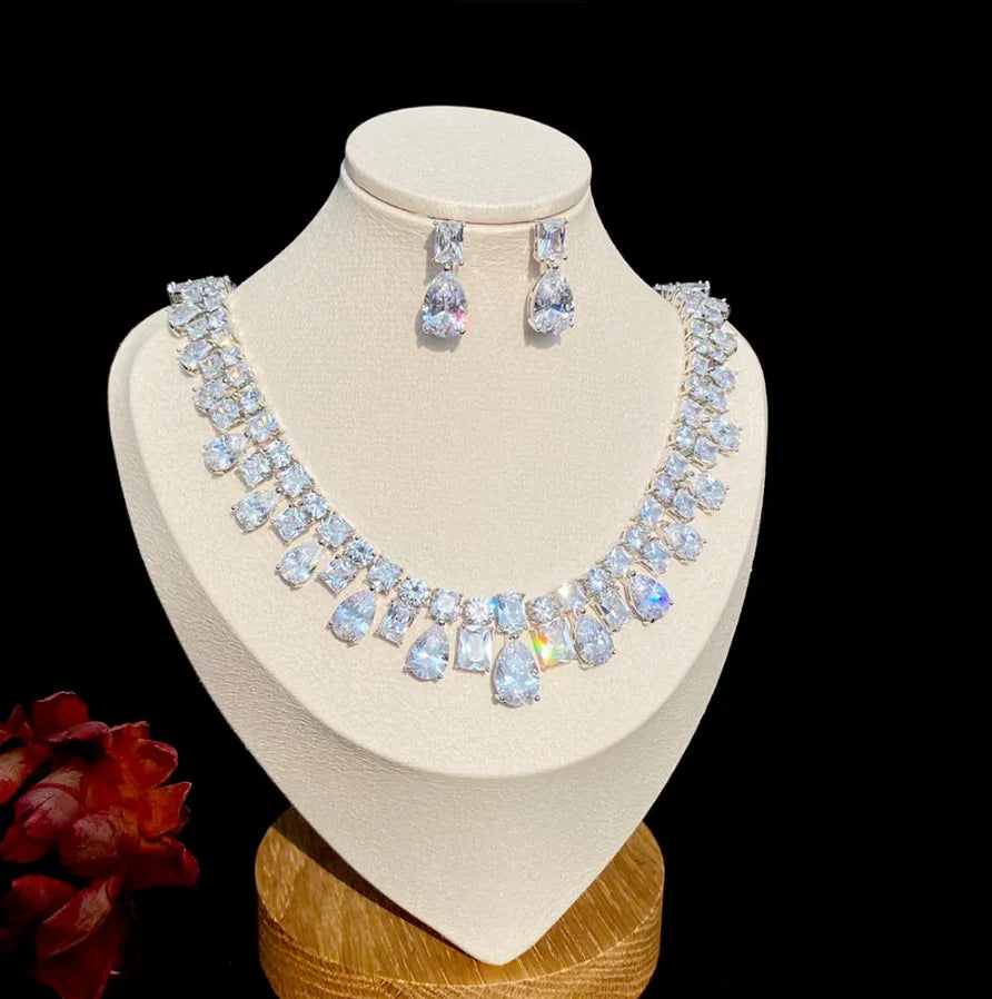Wedding Jewelry - Silver Cubic Zirconia Bridal Jewelry Set