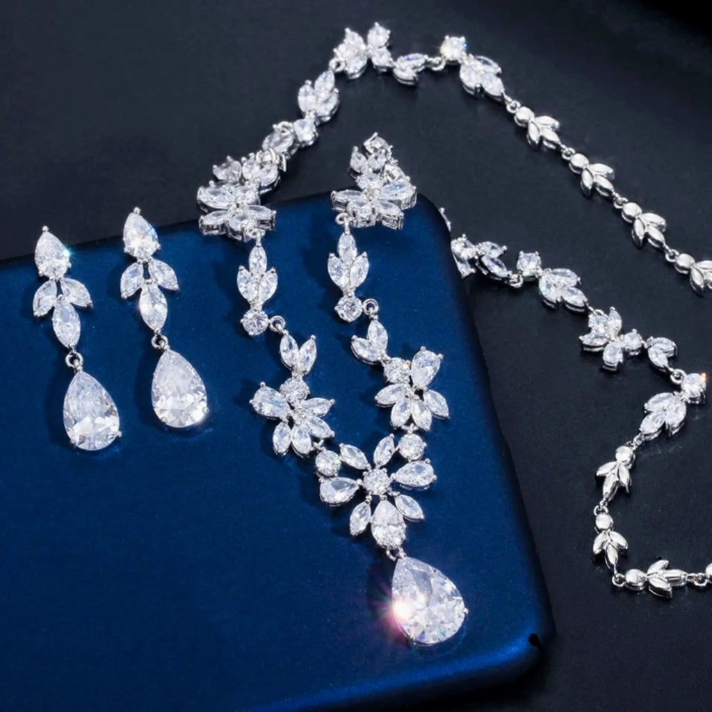 Wedding Jewelry - Cubic Zirconia Bridal Jewelry Set - Available in Silver, Yellow Gold and Rose Gold