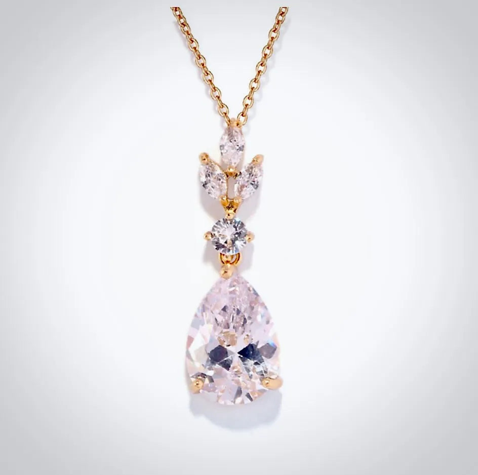 Wedding Jewelry - Cubic Zirconia Bridal Jewelry Set - Available Silver, Rose Gold and Yellow Gold