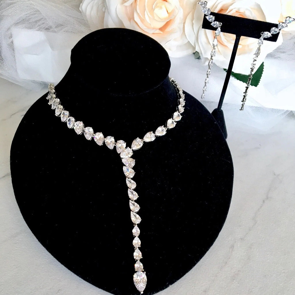 Wedding Jewelry - Silver Cubic Zirconia Bridal Jewelry Set