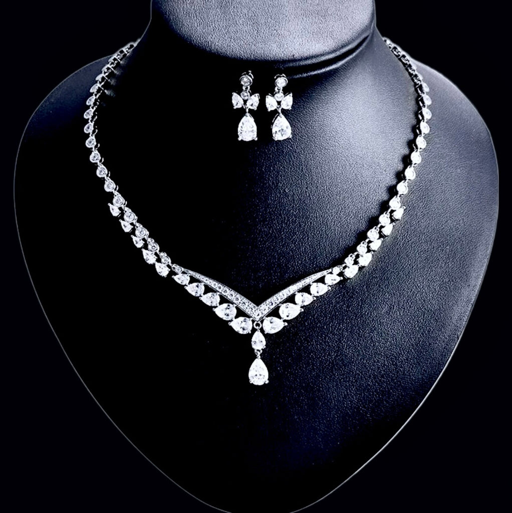 "Charisse" - Cubic Zirconia Bridal Jewelry Set - Available in Silver and Gold