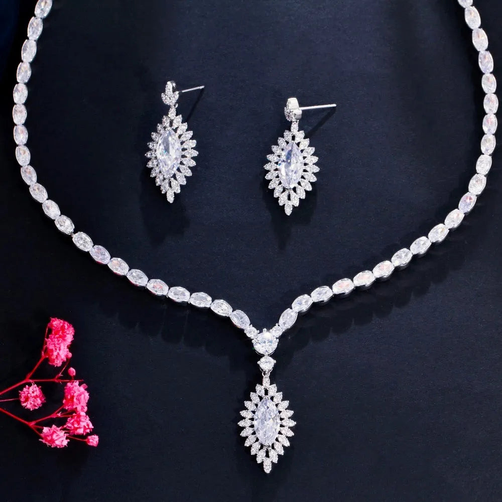 Wedding Jewelry - Cubic Zirconia Bridal Jewelry Set - Available Silver and Gold
