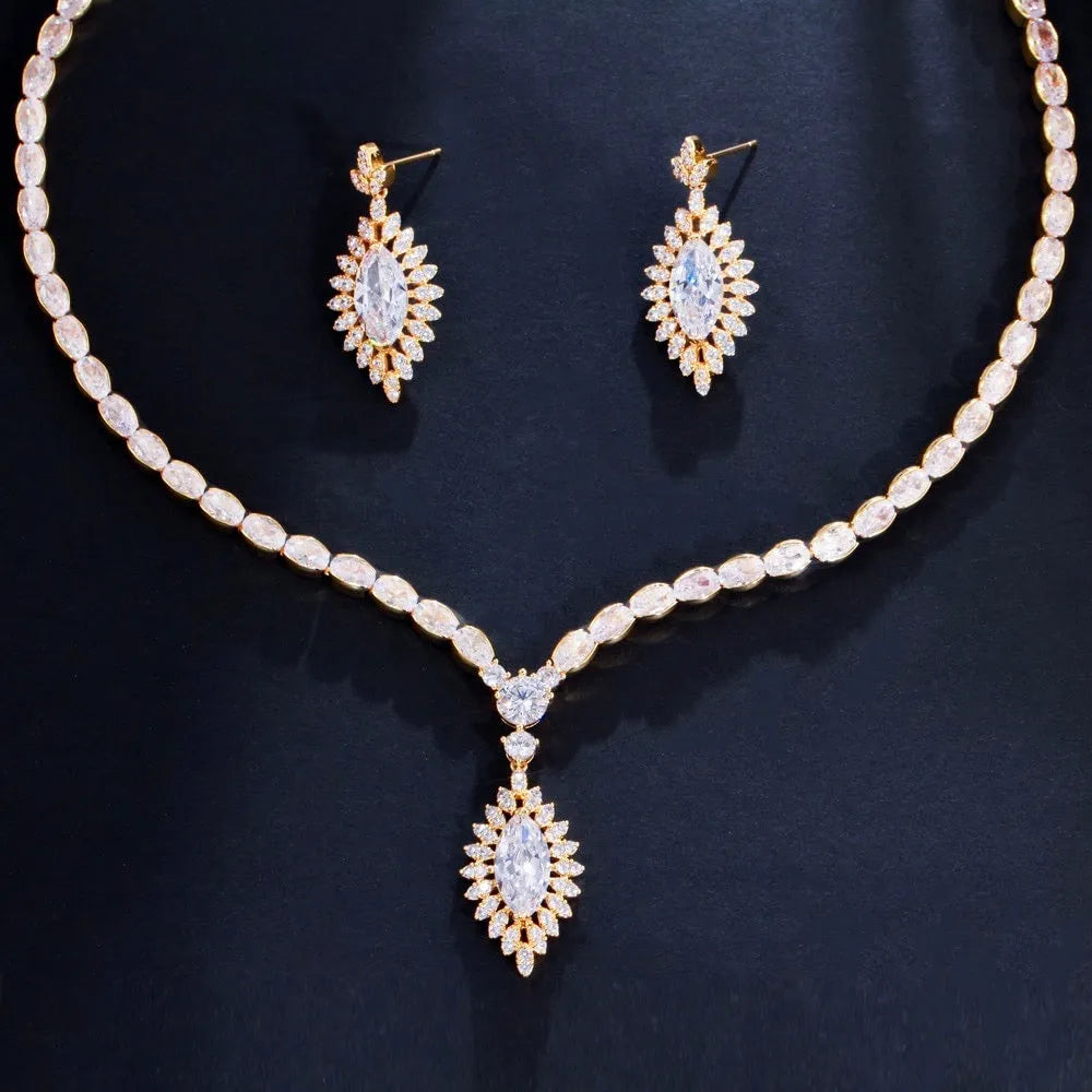 Wedding Jewelry - Cubic Zirconia Bridal Jewelry Set - Available Silver and Gold