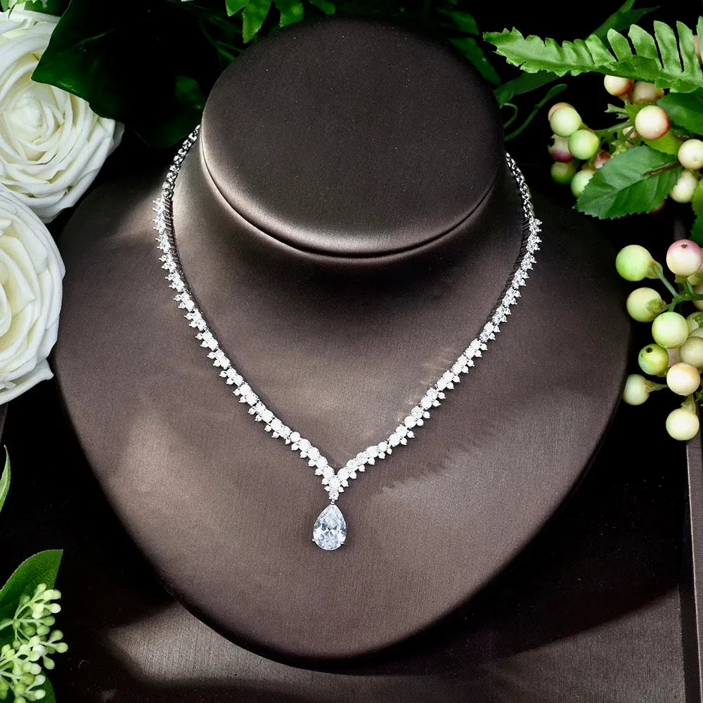 Wedding Jewelry - Silver Cubic Zirconia Bridal Jewelry Set