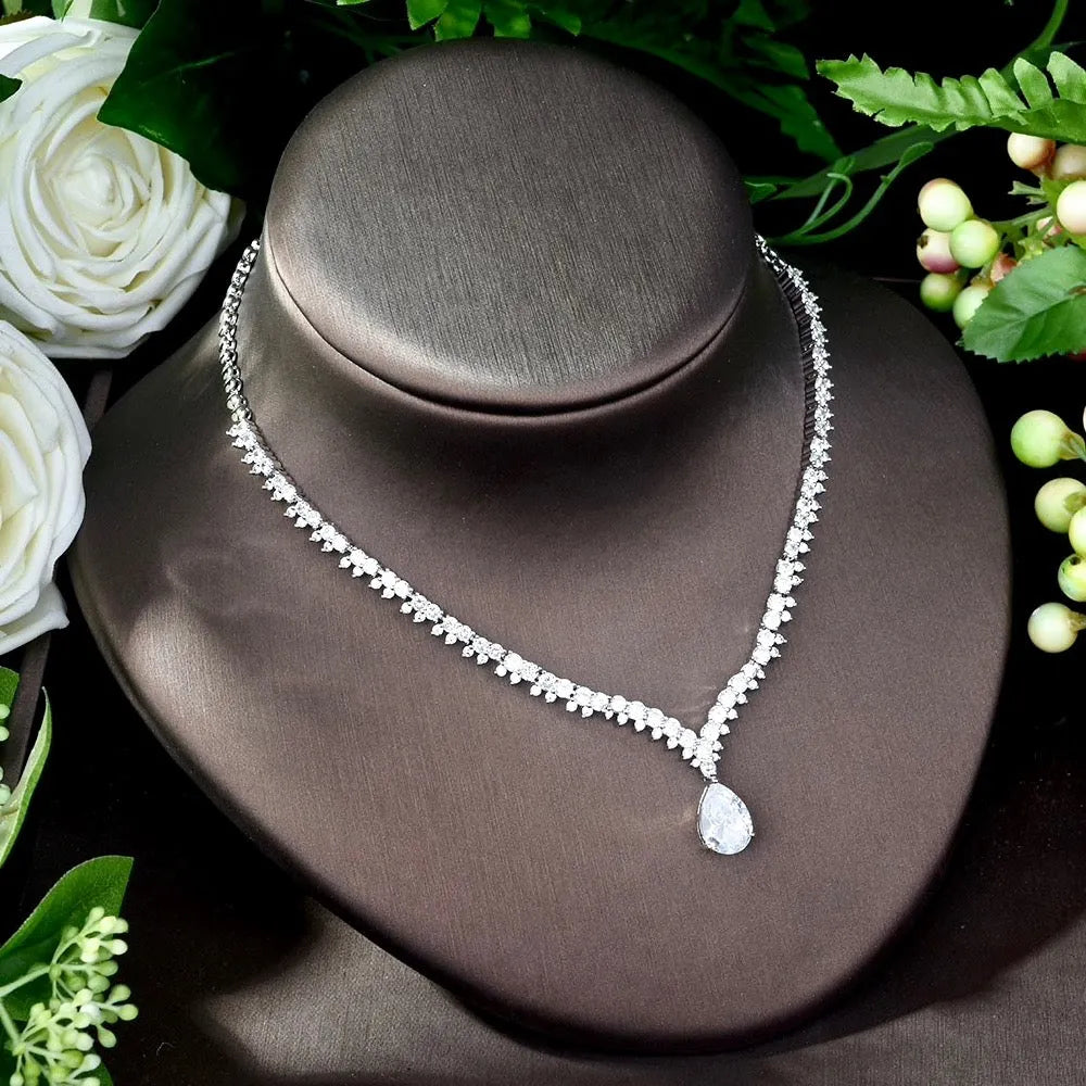 Wedding Jewelry - Silver Cubic Zirconia Bridal Jewelry Set