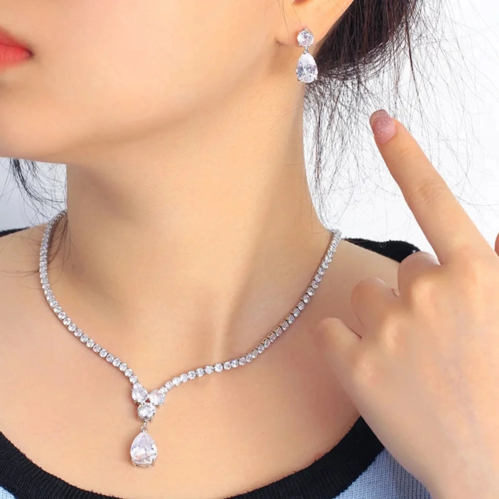Wedding Jewelry - Cubic Zirconia Bridal Jewelry Set - Available in Silver and Gold