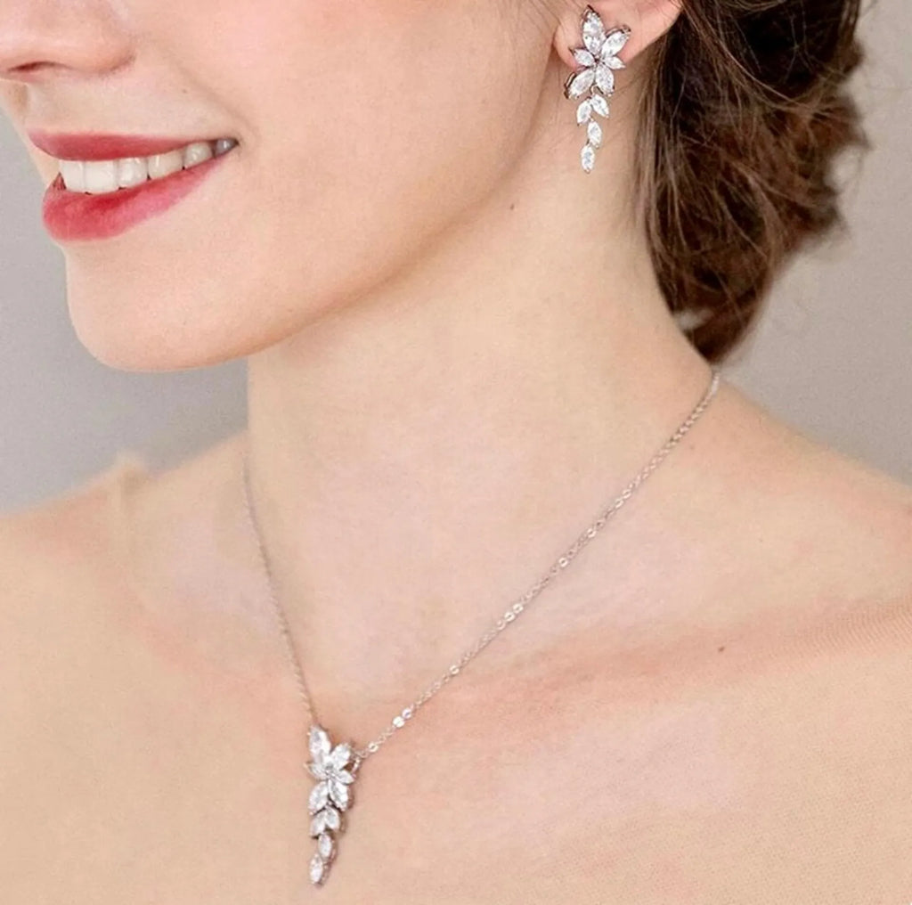 Wedding Jewelry - Cubic Zirconia Bridal Jewelry Set - Available Silver, Rose Gold and Yellow Gold