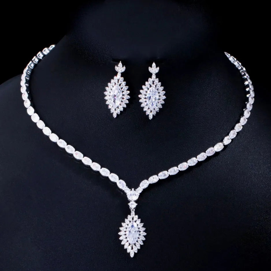 Wedding Jewelry - Cubic Zirconia Bridal Jewelry Set - Available Silver and Gold