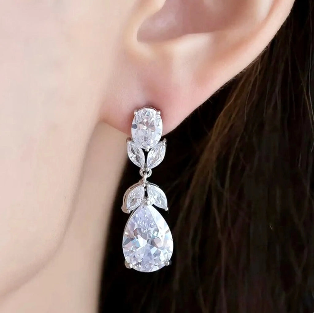 Wedding Jewelry - Silver Cubic Zirconia Bridal Jewelry Set