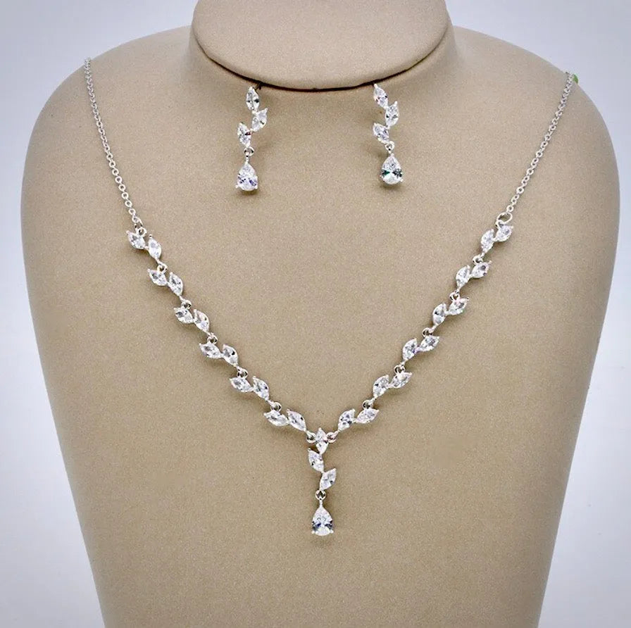 Wedding Jewelry - Silver Cubic Zirconia Bridal Jewelry Set