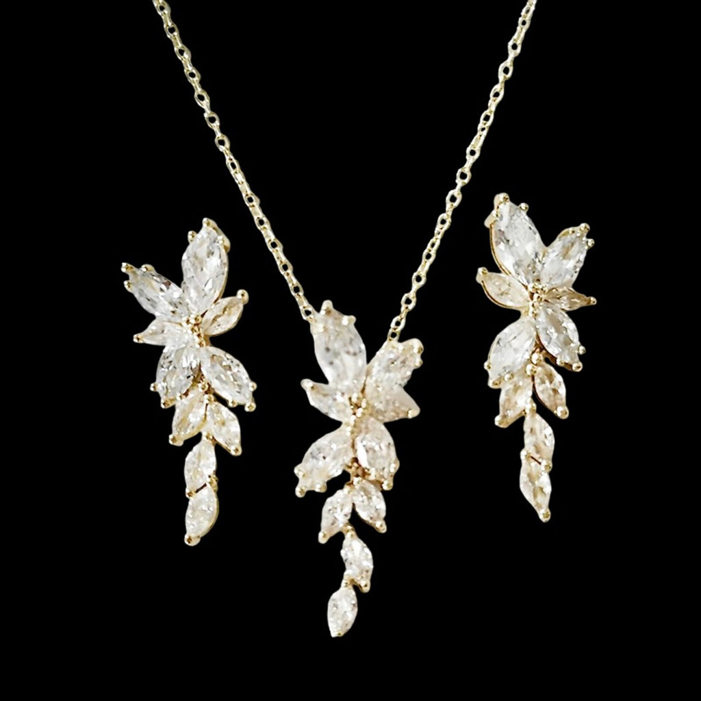 "Vivienne" - Cubic Zirconia Bridal Jewelry Set - Available in Silver, Rose Gold and Yellow Gold