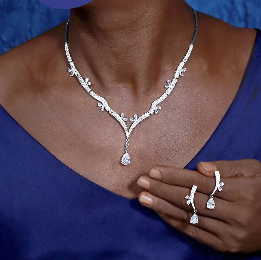 Wedding Jewelry - Silver Cubic Zirconia Bridal Jewelry Set