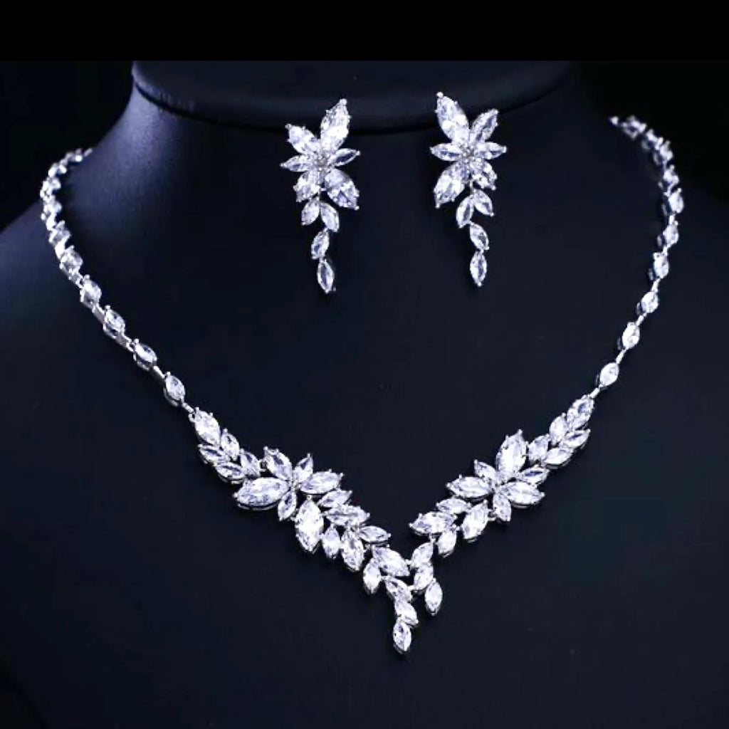 Wedding Jewelry - Luxury CZ Bridal Jewelry Set - Available Silver, Rose Gold and Yellow Gold