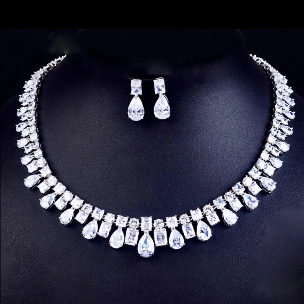 Wedding Jewelry - Silver Cubic Zirconia Bridal Jewelry Set
