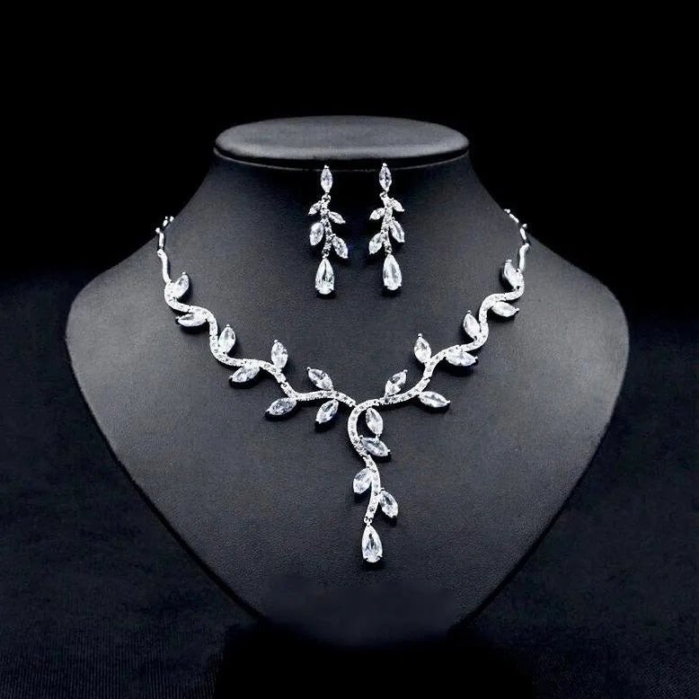 Wedding Jewelry - Silver Cubic Zirconia Bridal Jewelry Set