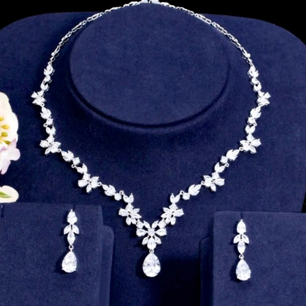 Wedding Jewelry - Cubic Zirconia Bridal Jewelry Set - Available in Silver, Yellow Gold and Rose Gold