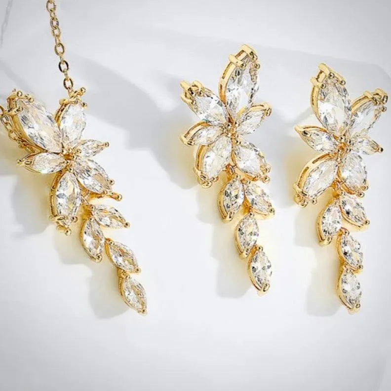 Wedding Jewelry - Cubic Zirconia Bridal Jewelry Set - Available Silver, Rose Gold and Yellow Gold