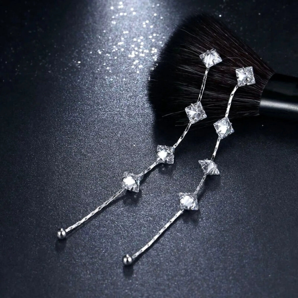 Wedding Jewelry - Cubic Zirconia Long Bridal Earrings