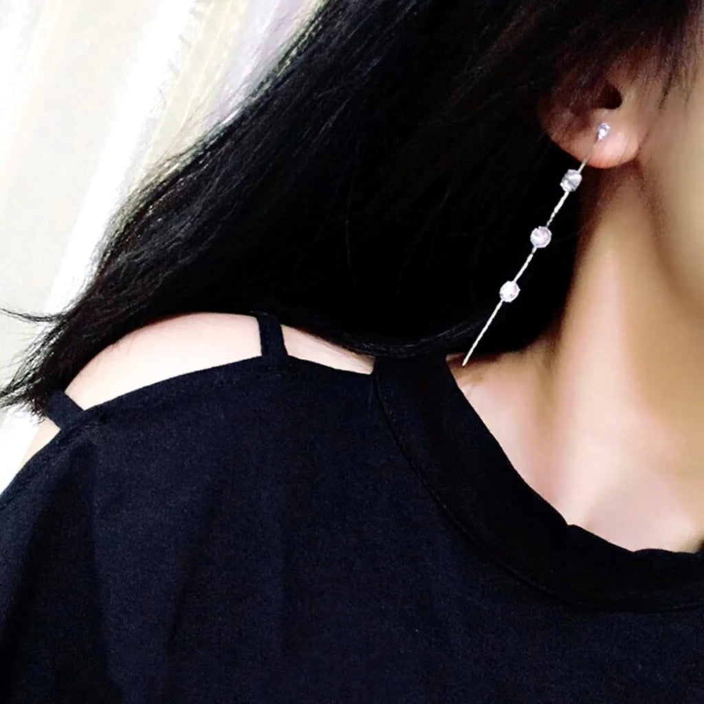 Wedding Jewelry - Cubic Zirconia Long Bridal Earrings