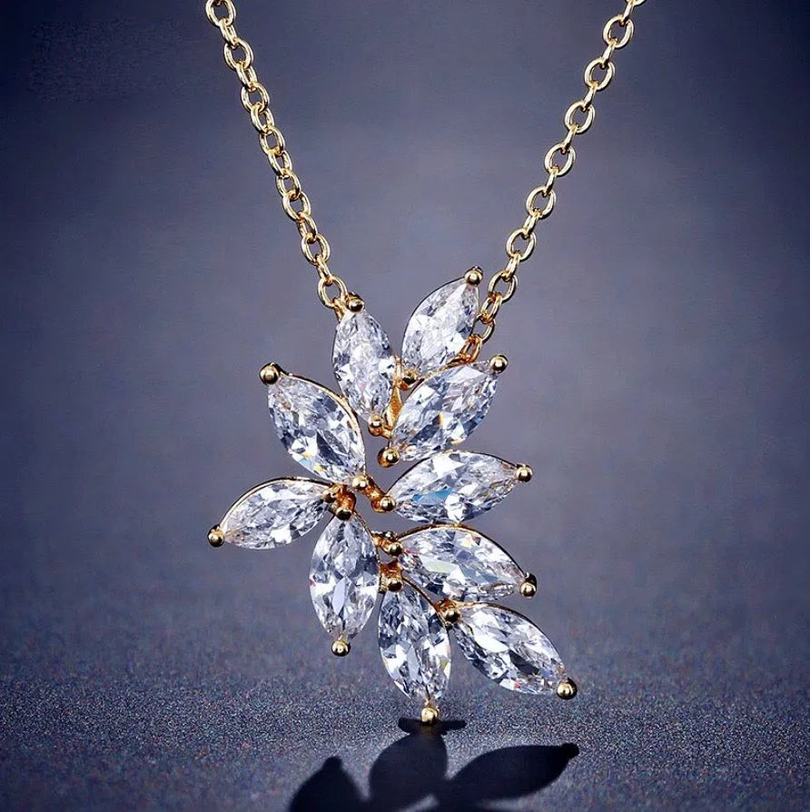 Wedding Jewelry - Silver Cubic Zirconia Bridal Necklace - Available in Silver, Rose Gold and Yellow Gold
