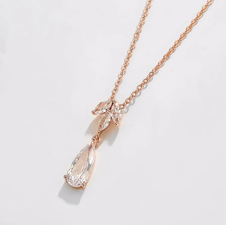 Wedding Jewelry - Cubic Zirconia Bridal Necklace - Available in Silver, Rose Gold and Yellow Gold