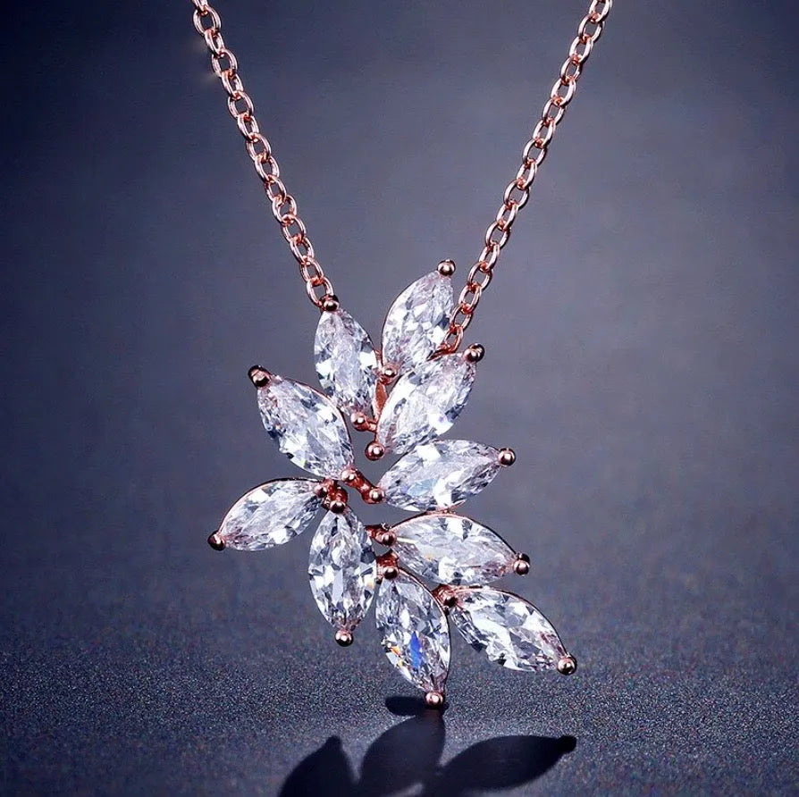Wedding Jewelry - Silver Cubic Zirconia Bridal Necklace - Available in Silver, Rose Gold and Yellow Gold