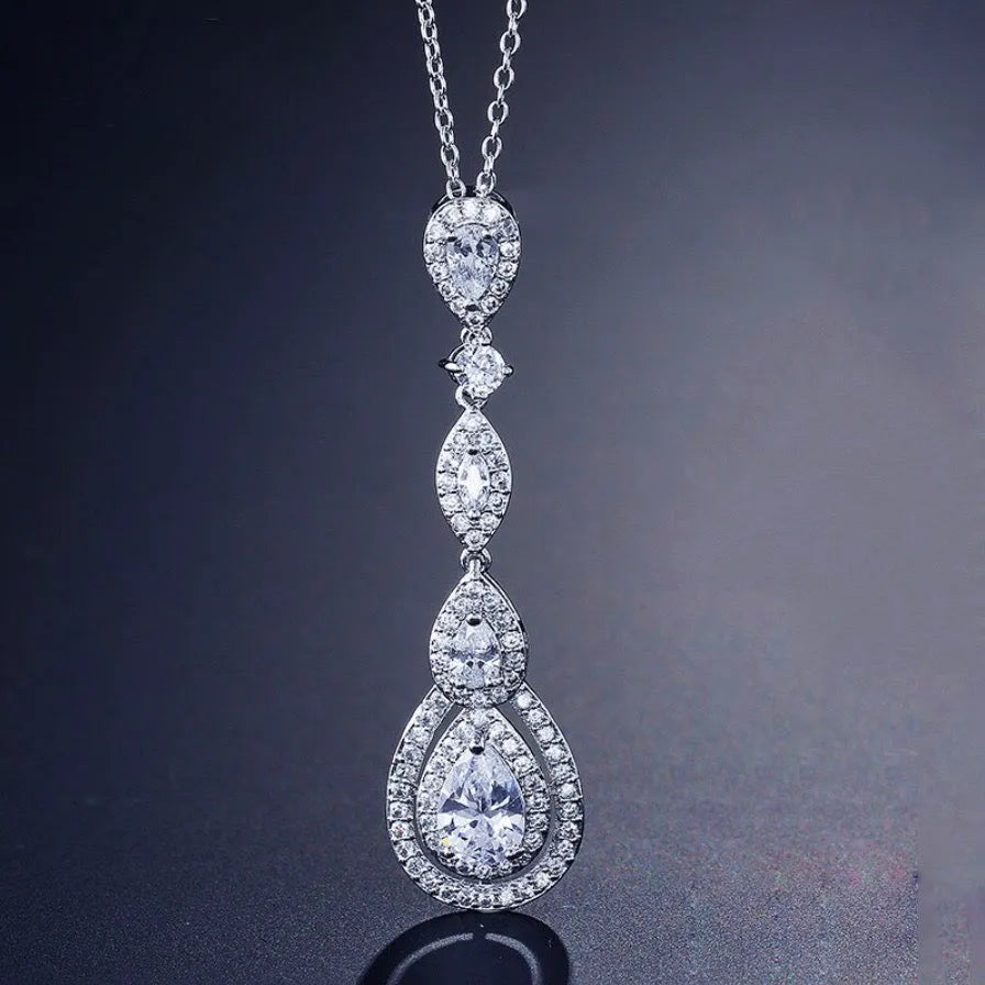Wedding Jewelry - Cubic Zirconia Bridal Necklace - Available in Silver, Rose Gold and Yellow Gold