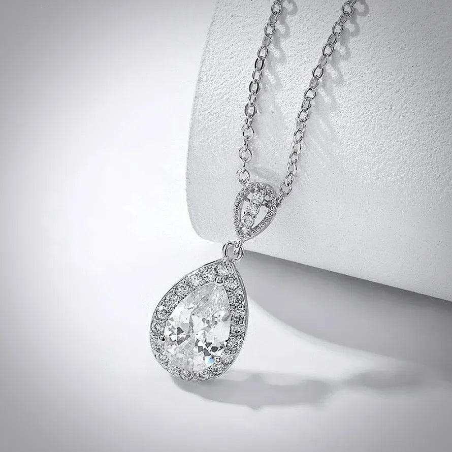 Wedding Jewelry - Cubic Zirconia Bridal Necklace - Available in Silver, Rose Gold and Yellow Gold