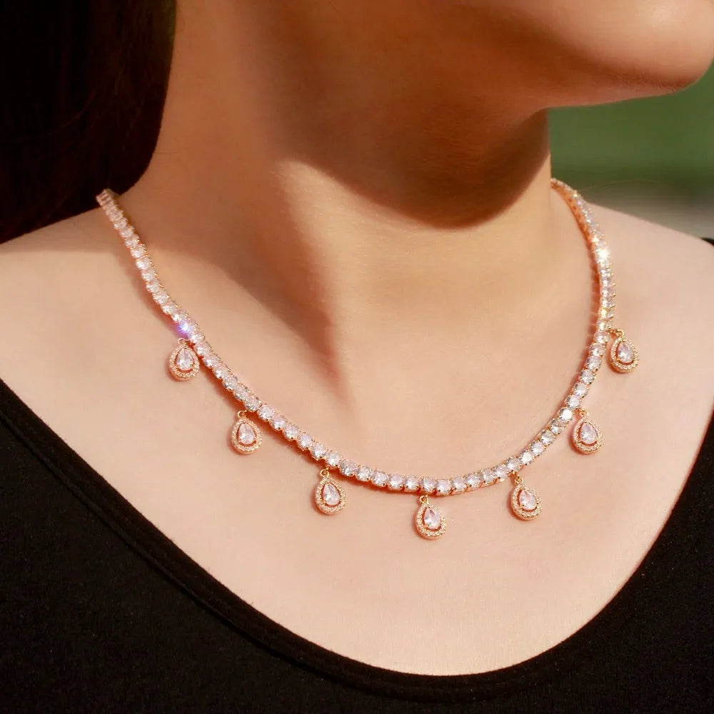 Wedding Jewelry - Cubic Zirconia Bridal Necklace - Available in Silver and Gold