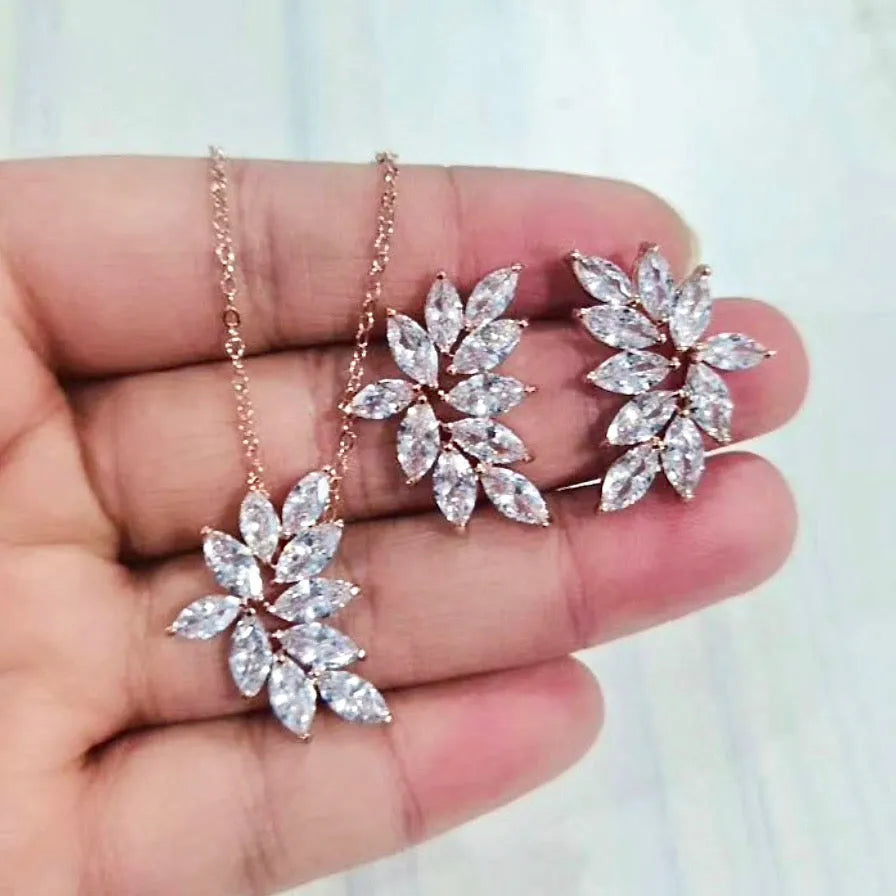 Wedding Jewelry - Silver Cubic Zirconia Bridal Necklace - Available in Silver, Rose Gold and Yellow Gold