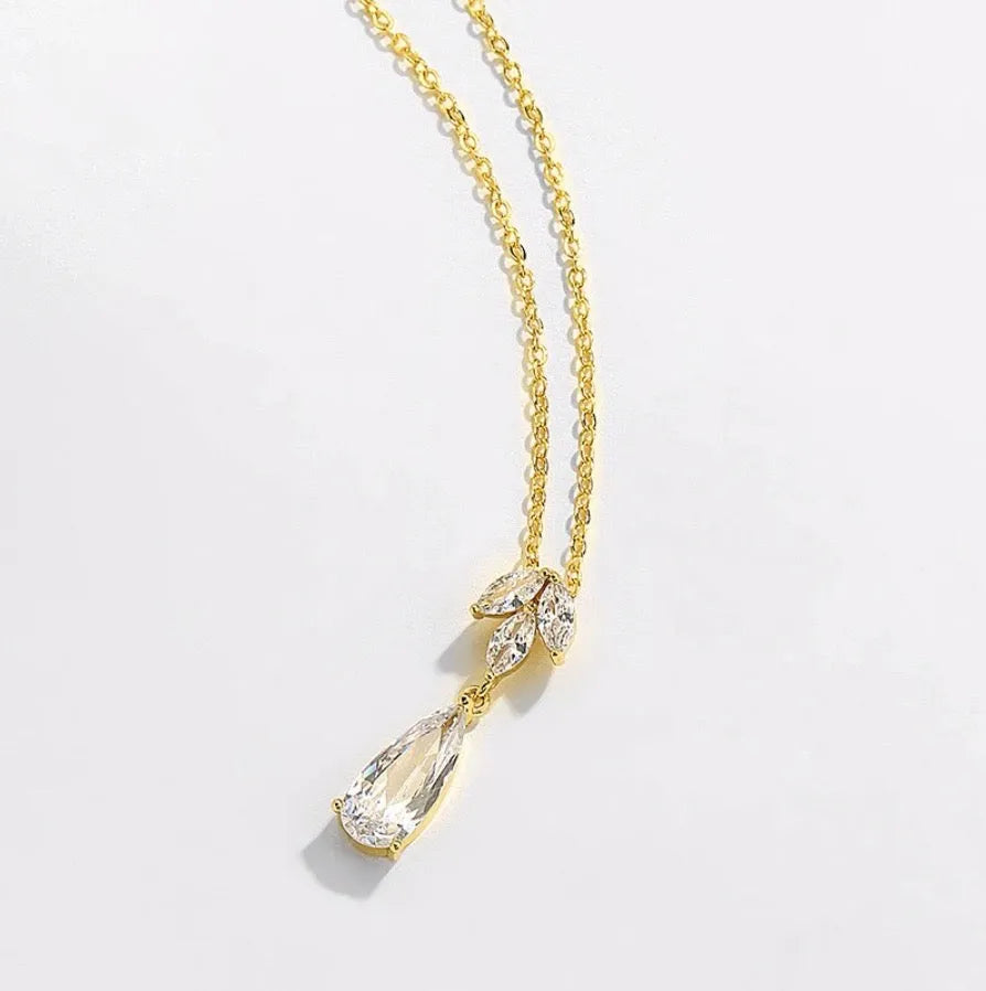 Wedding Jewelry - Cubic Zirconia Bridal Necklace - Available in Silver, Rose Gold and Yellow Gold