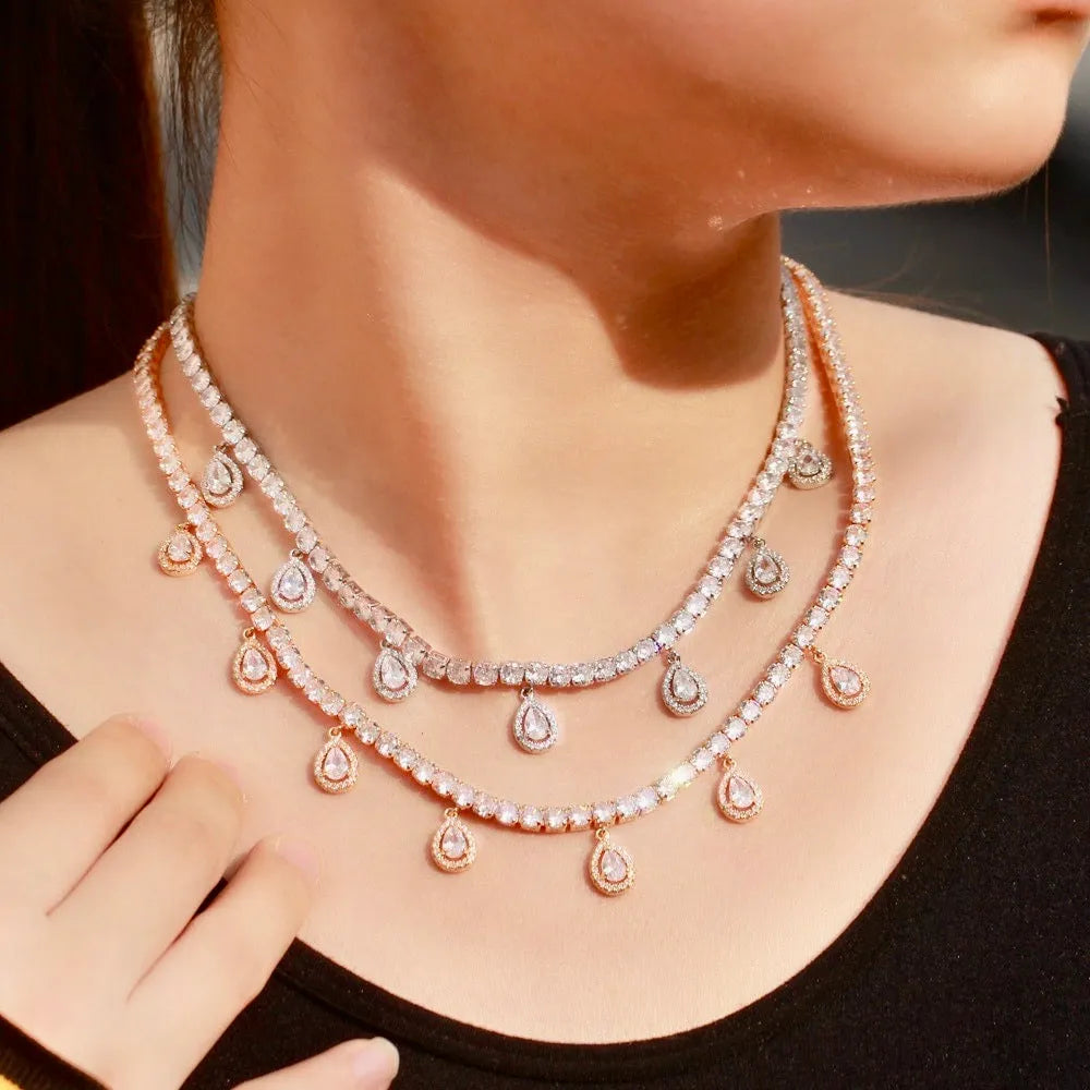 Wedding Jewelry - Cubic Zirconia Bridal Necklace - Available in Silver and Gold