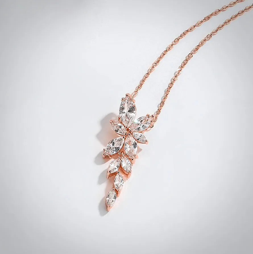 Wedding Jewelry - Cubic Zirconia Bridal Necklace - Available in Silver, Rose Gold and Yellow Gold