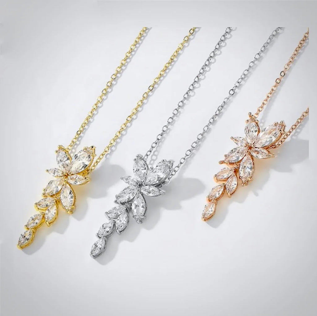 Wedding Jewelry - Cubic Zirconia Bridal Necklace - Available in Silver, Rose Gold and Yellow Gold