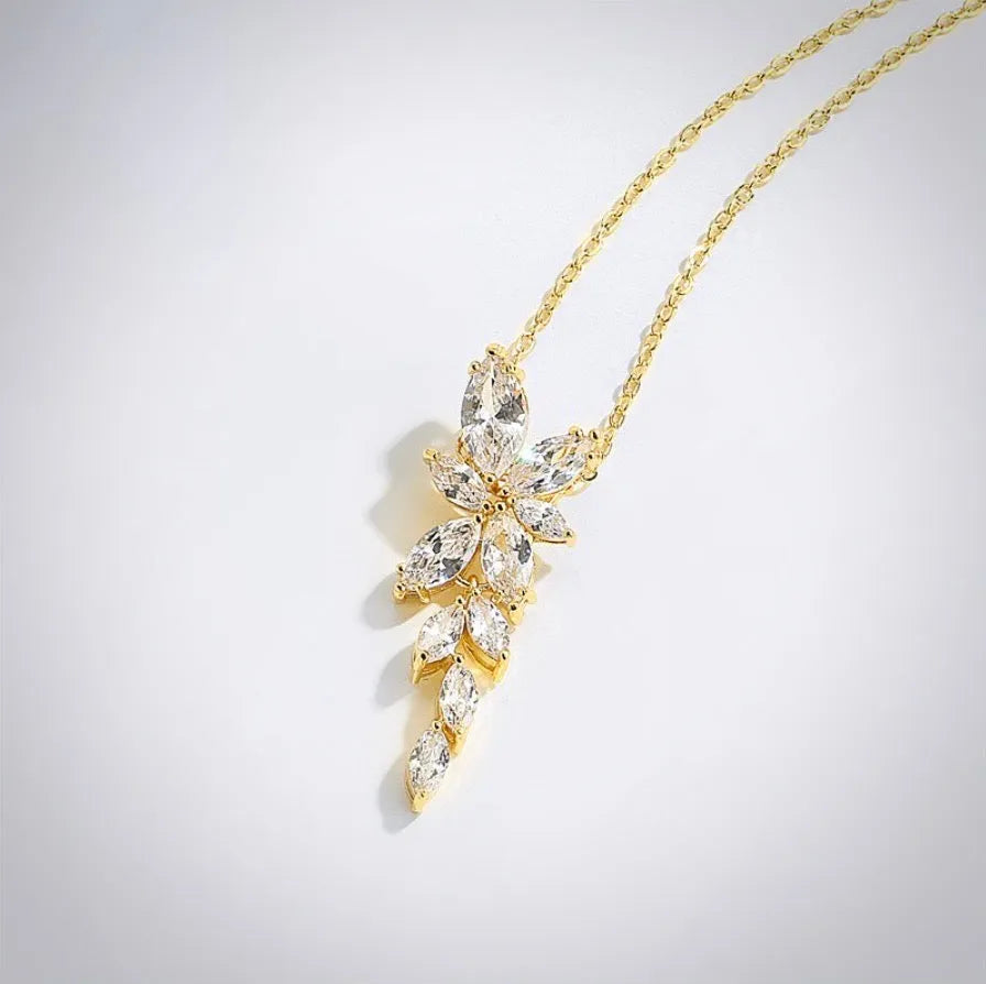 Wedding Jewelry - Cubic Zirconia Bridal Necklace - Available in Silver, Rose Gold and Yellow Gold