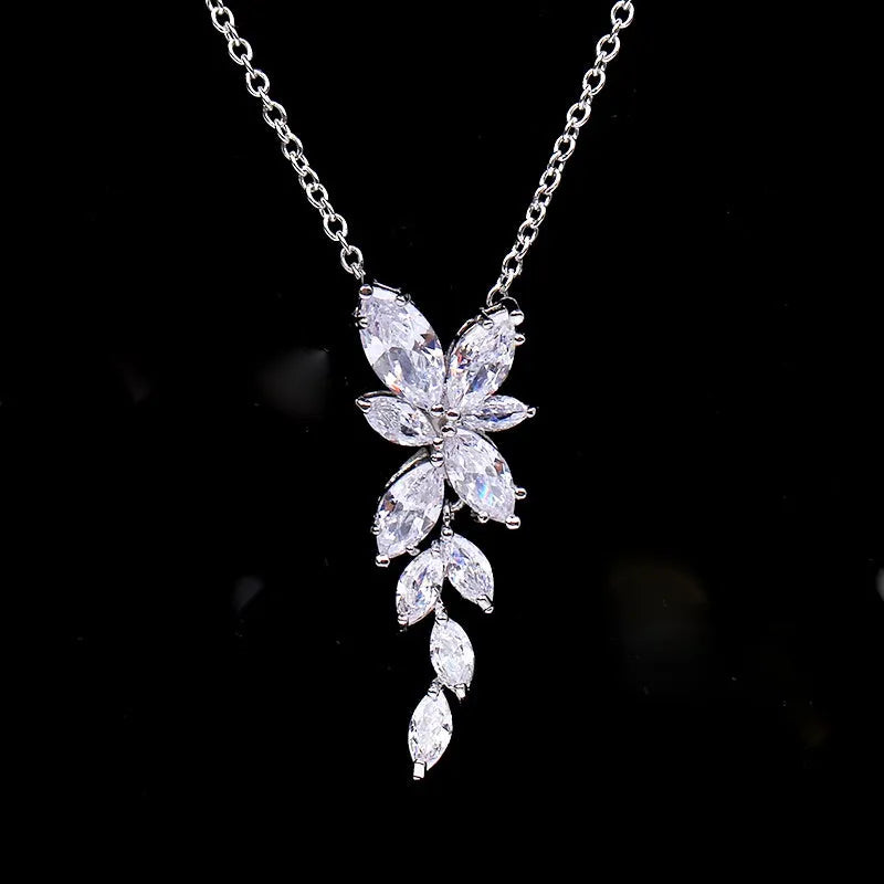 Wedding Jewelry - Cubic Zirconia Bridal Necklace - Available in Silver, Rose Gold and Yellow Gold