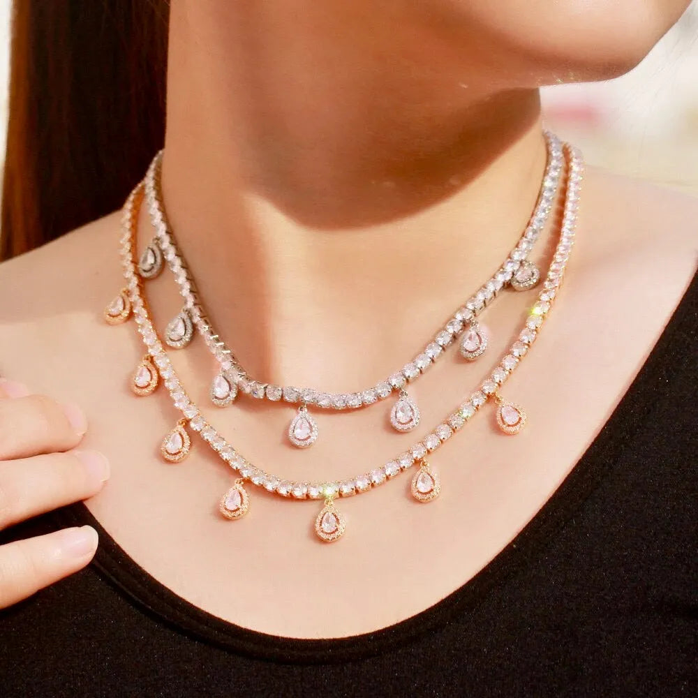 Wedding Jewelry - Cubic Zirconia Bridal Necklace - Available in Silver and Gold