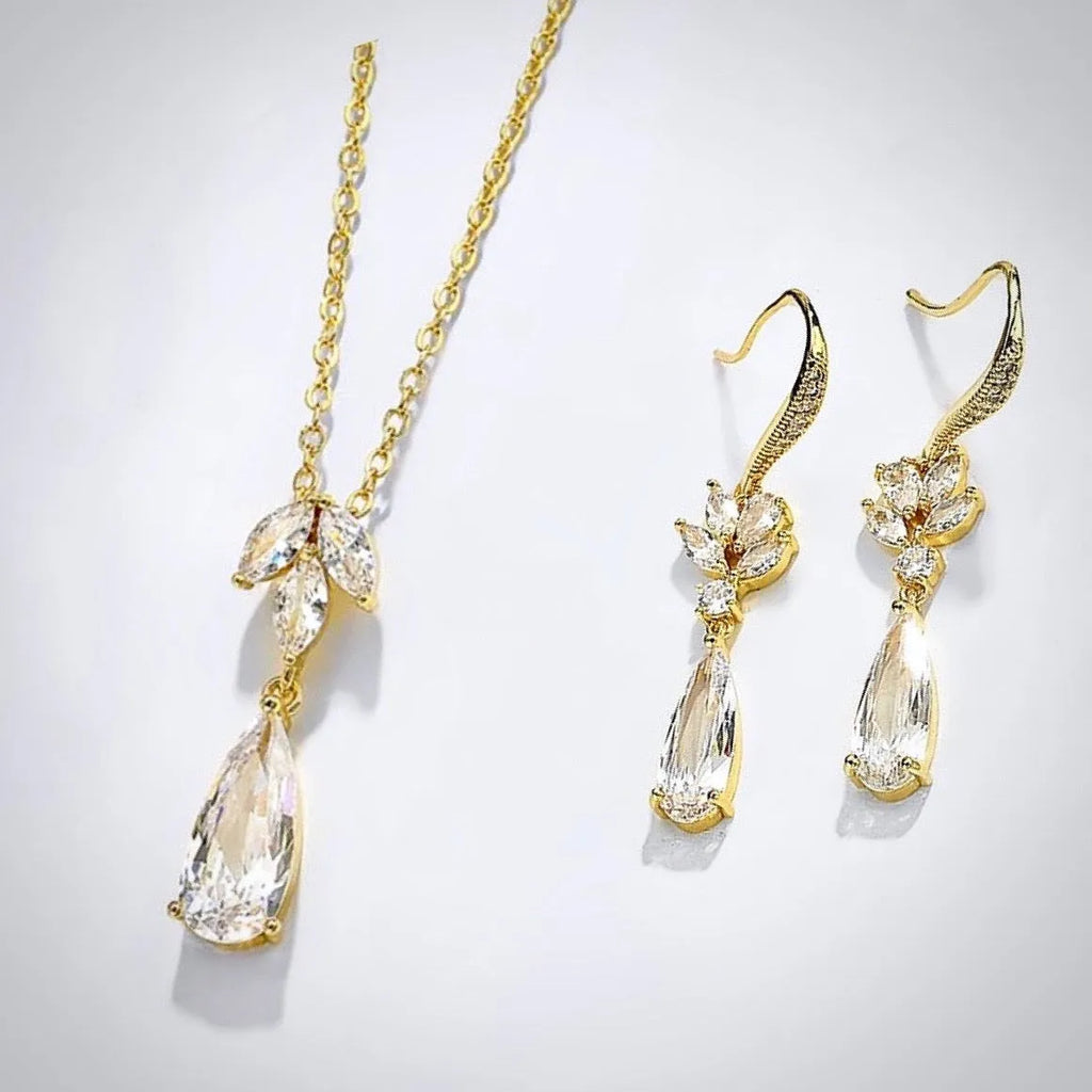 Wedding Jewelry - Cubic Zirconia Bridal Jewelry Set - Available Silver, Rose Gold and Yellow Gold