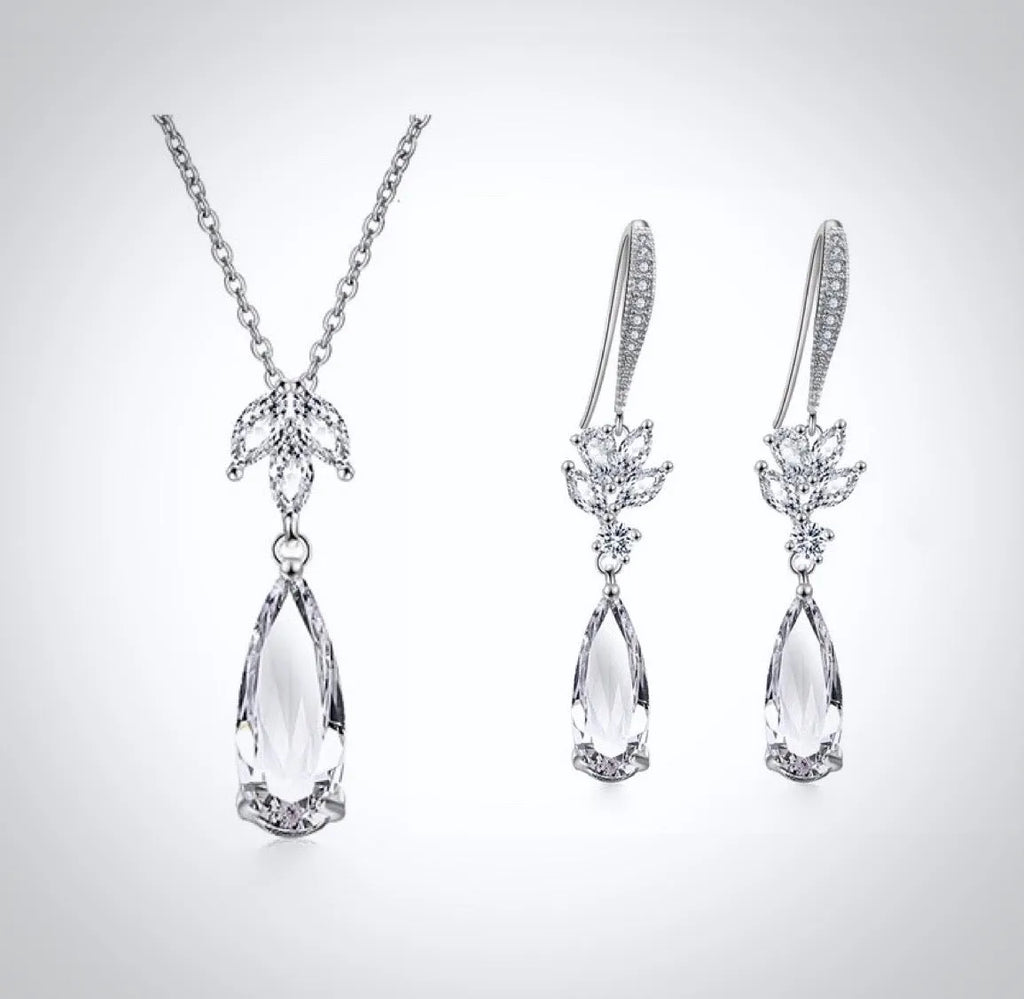 Wedding Jewelry - Cubic Zirconia Bridal Jewelry Set - Available Silver, Rose Gold and Yellow Gold