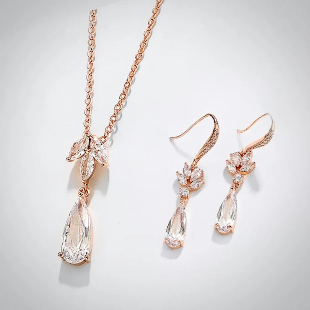 Wedding Jewelry - Cubic Zirconia Bridal Necklace - Available in Silver, Rose Gold and Yellow Gold