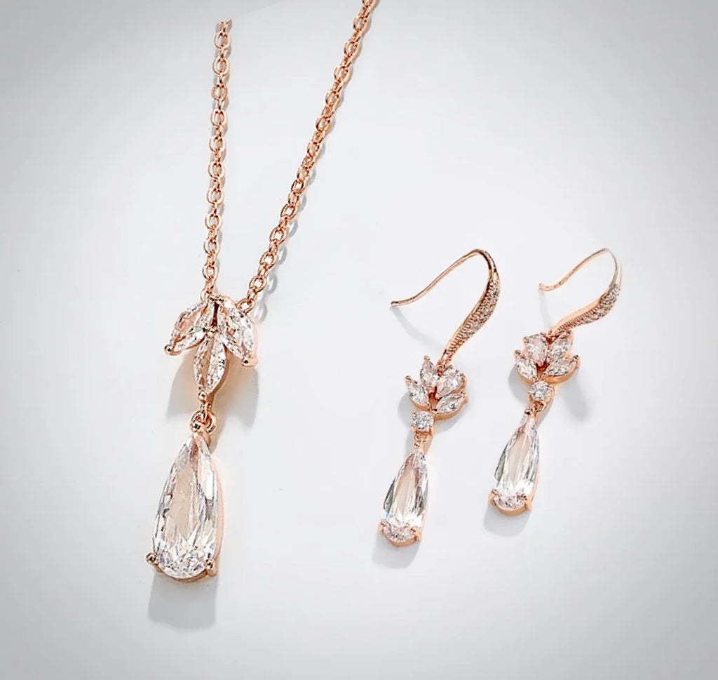 Wedding Jewelry - Cubic Zirconia Bridal Earrings - Available in Silver, Rose Gold and Yellow Gold