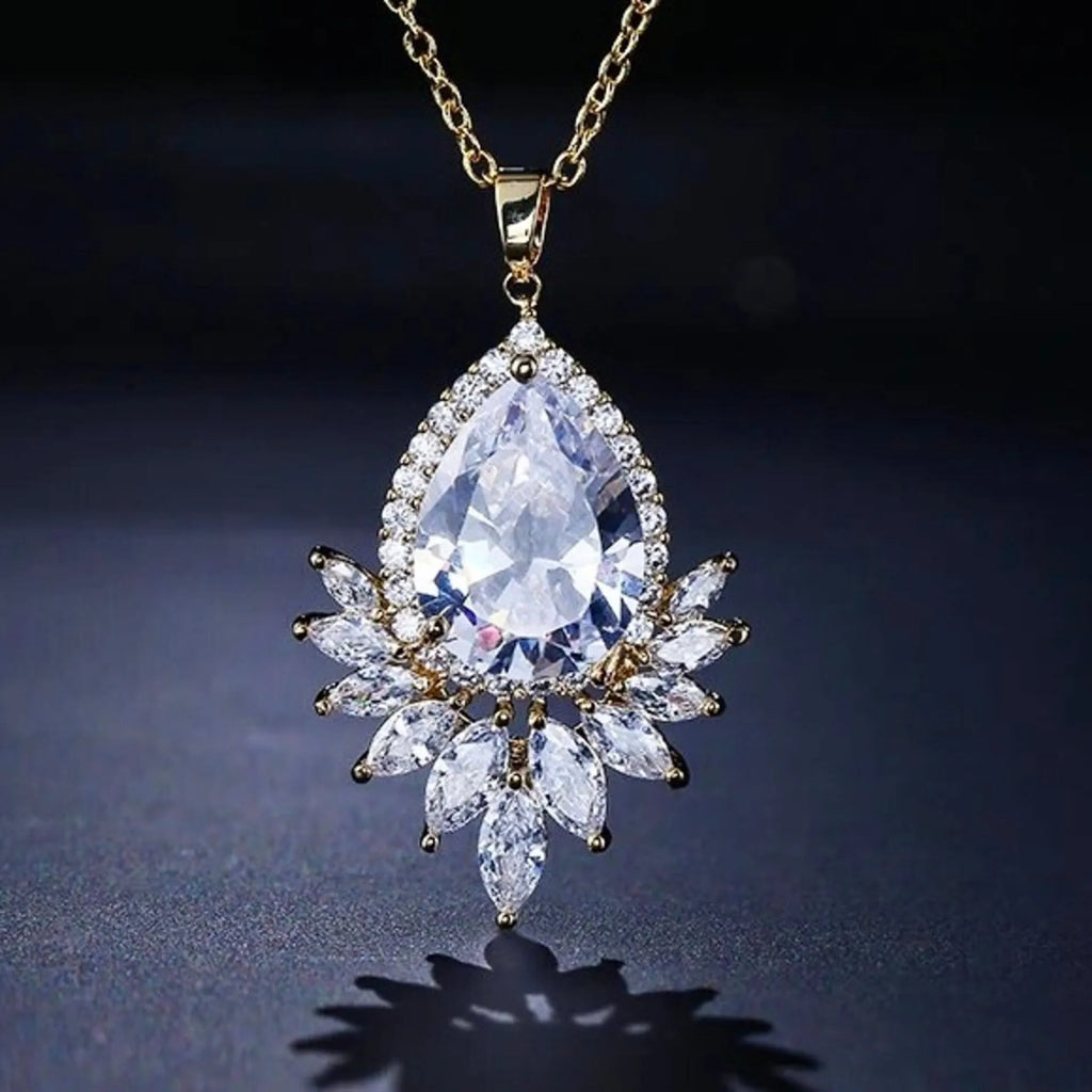 Wedding Jewelry - Cubic Zirconia Bridal Necklace - Available in Silver, Rose Gold and Yellow Gold