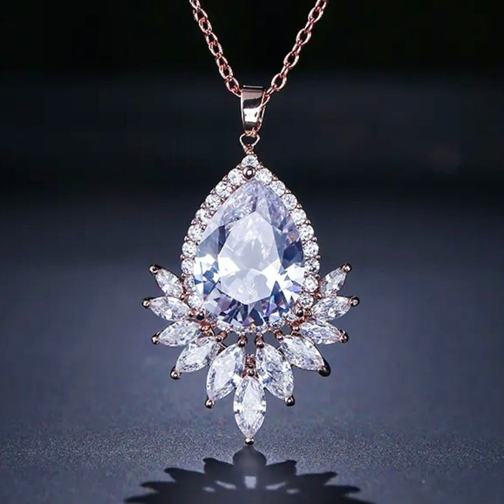 Wedding Jewelry - Cubic Zirconia Bridal Necklace - Available in Silver, Rose Gold and Yellow Gold