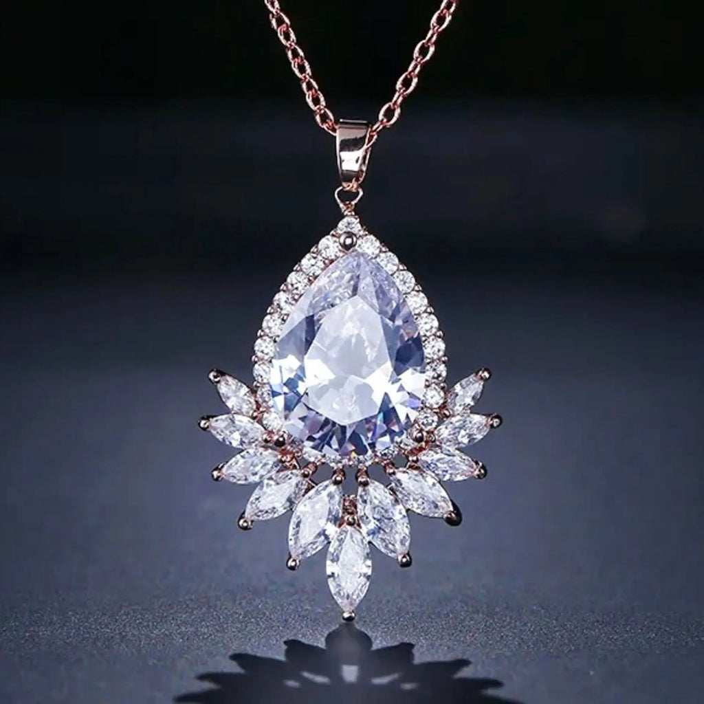 Wedding Jewelry - Cubic Zirconia Bridal Necklace - Available in Silver, Rose Gold and Yellow Gold
